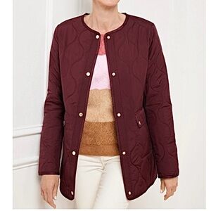Talbots New Burgundy Quilted Barn Coat Small